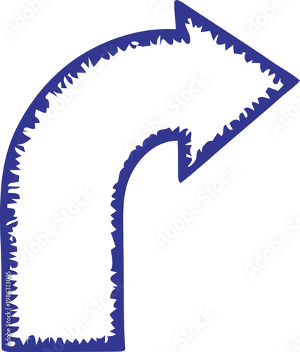 Arrows Hand drawn icon , Arrow pointing right and up, representing direction, progress, or a turn