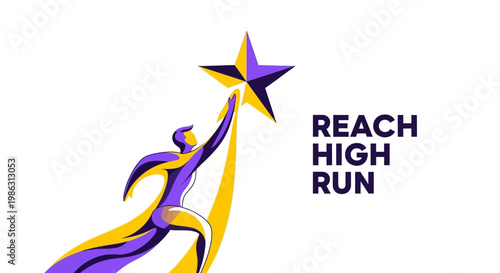 Abstract Illustration Of A Person Aiming For The Star Depicting Ambition In A Modern Approach