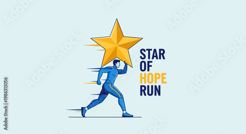 Abstract Illustration of a Runner Carrying Success Symbol With Hope And Determination