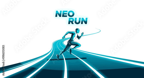 Abstract Illustration of a Runner in Motion with Modern Minimalist Design Style