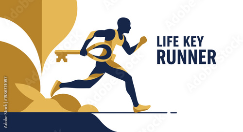 Abstract Illustration of a Runner Symbolizing Life's Journey and Hidden Secrets