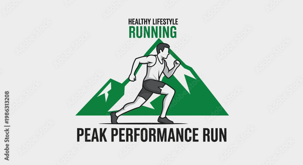 Obraz premium Achieve Peak Performance Running in Healthy Lifestyle Mountains