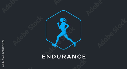 Abstract Silhouette Illustration of a Woman Running as A Symbol of Endurance Concept