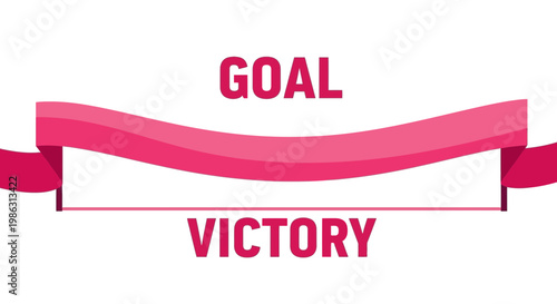 Achievement Motivation Concept Illustrating Goal and Victory Through Pink Ribbon and Text