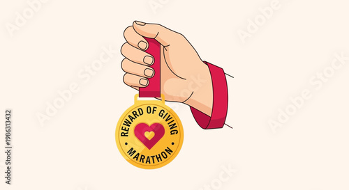 Achievement Medal Symbolizing the Rewards of Compassion and Generosity in Marathon Spirit
