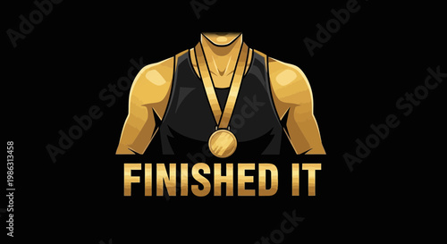 Achievement Unlocked: Champion's Triumph Depicted in Golden Hues Against Black Background