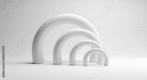 Abstract White Arches Composition Depicting Minimalism, Geometry, Modernism, and Artistry