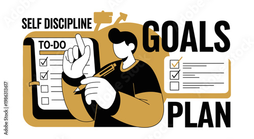 Achieving Goals Through Focused Effort and Meticulous Planning Illustration
