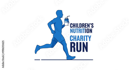Active Childrens Nutrition Charity Run With Milk Carton And Straw Icon