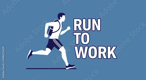 Active Commuter Jogging To Work With Backpack Vibrant And Dynamic