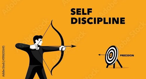 Achieving Goals Through Focused Effort and Self Discipline Depicted in Conceptual Illustration