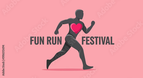 Active Heart Person Running Fun Festival Event