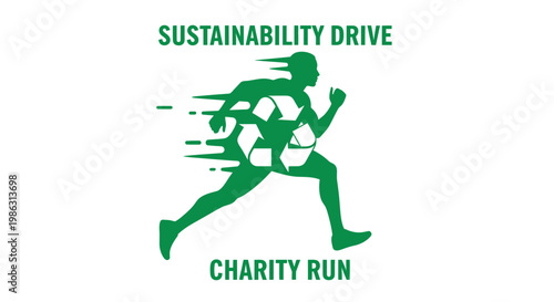 Active Green Silhouette Represents Sustainability Drive And Charity Run Commitment