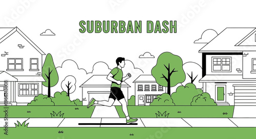 Active Morning Run Through A Picturesque Suburban Neighborhood