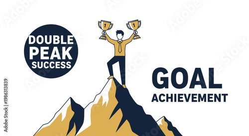 Achieving Peak Success Illustration With A Trophy And Goal Achievement Concept Depicted