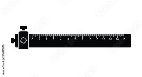 Black and white illustration of a measuring tool with a scale
