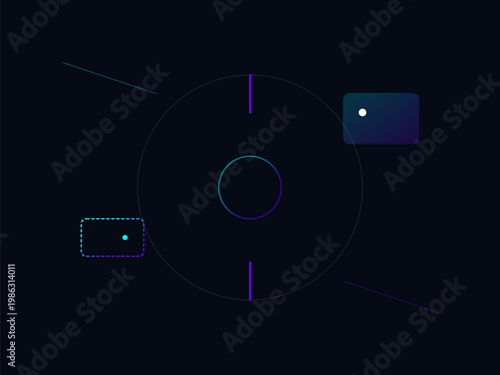 Abstract Augmented Reality Interface with Spatial Computing HUD and Digital UI Elements