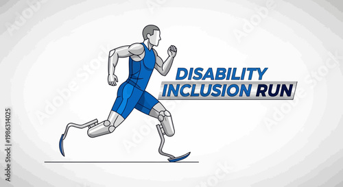 Adaptive Athlete Showcasing Determination and Strength in an Inclusion Run Illustration
