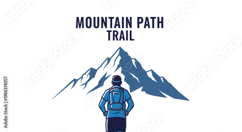 Adventurer Observing Mountain Peaks Before Embarking on a Hiking Tour to Explore Trails