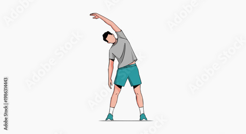 A man stretching his arm up in a fitness exercise illustration