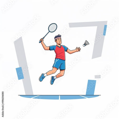 vector illustration of a man with racket
