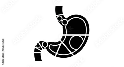 Abstract Stylized Stomach Anatomy Icon - Digestive System Medical Graphic