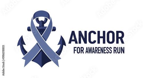 Anchor for Run Awareness Design for Fundraising Event Concept Illustrated Symbol