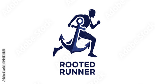 Anchored Athlete Silhouetted Running Icon Symbolizing Strength and Resilience in Motion