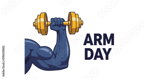 Arm Day: Illustrated Image Depicting Muscle Strength, Fitness, and Heavyweight Exercise
