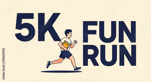 Animated 5k Fun Run Event Graphic With Determined Student Athlete Jogging