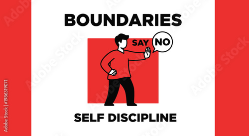 Asserting Boundaries: A Visual Depiction of Self-Discipline and Rejection in Red and Black
