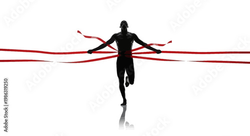 Athlete Breaking Finish Lines Depicting Triumph, Victory, Success, and Reaching Goals