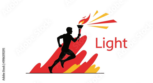 Athlete Carries Fiery Torch Forward in Dynamic Illustration Representing Strength and Determination