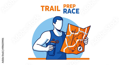 Athlete Preparing For Trail Race Holding a Map and Hydration Bottle Planning Route