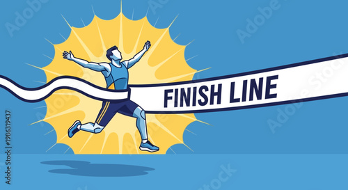 Athlete Reaches Finish Line After Vigorous Run Across Championship Track in Victory