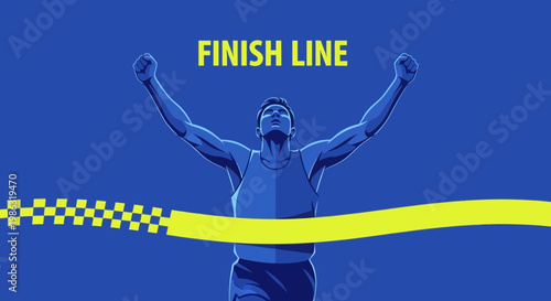 Athlete Celebrates Triumph and Victory After Crossing the Finish Line with Determination