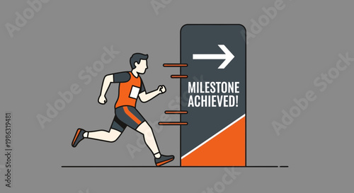 Athlete Reaches Milestone, Symbolic of Triumph, Success, and Goal Achievement Accomplished