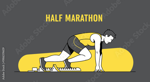 Athlete Ready For Half Marathon Race Beginning sprint competition start