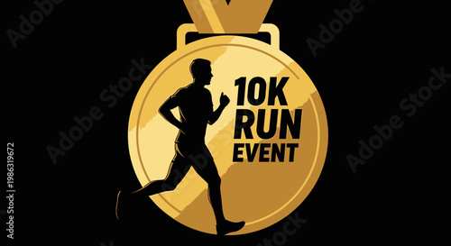 Athlete Silhouette Racing In a 10K Run Competition Celebrating Triumph And Endurance