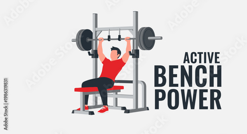 Athlete Strengthening Bench Press: Workout Illustration Demonstrating Strength Training Technique
