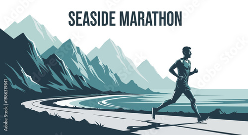Athletic Endeavor Seaside Marathon Scenic Mountain Landscape Running Adventure