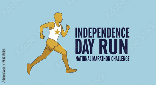 Athletic Figure Running In Independence Day Marathon National Challenge Event