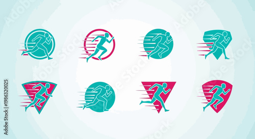 Athletic Icons in Motion Showcasing Speed, Energetic Movement, and Dynamic Action Graphics