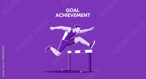 Athletic Hurdler Soaring Over Obstacle in Pursuit of Victory
