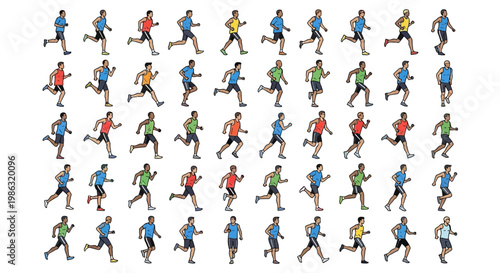 Athletic Individuals Sprinting in Varied Positions, Representing Motion and Exercise Seamlessly