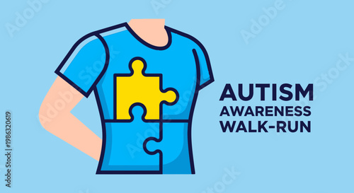 Autism Awareness Walk-Run Symbolizing Unity And Understanding With Illustration