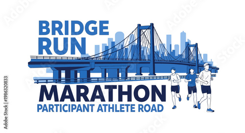 Bridge Run Marathon Event With City Skyline Illustration