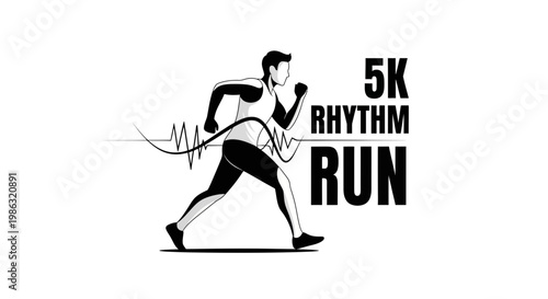 Athletic Runner Celebrating Finish Line At The End Of 5K Rhythm Run Competition Event