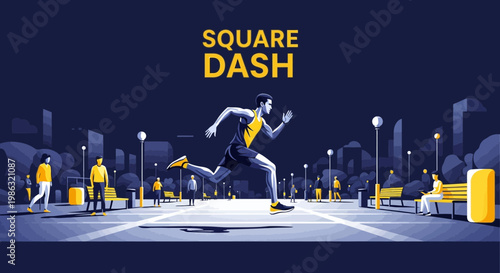 Athletic Runner Powers Forward, Embracing the Energy of the Night Urban Landscape