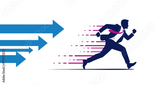 Business Competition and Achievement Depicted Through Animated Illustration of Speed and Progress